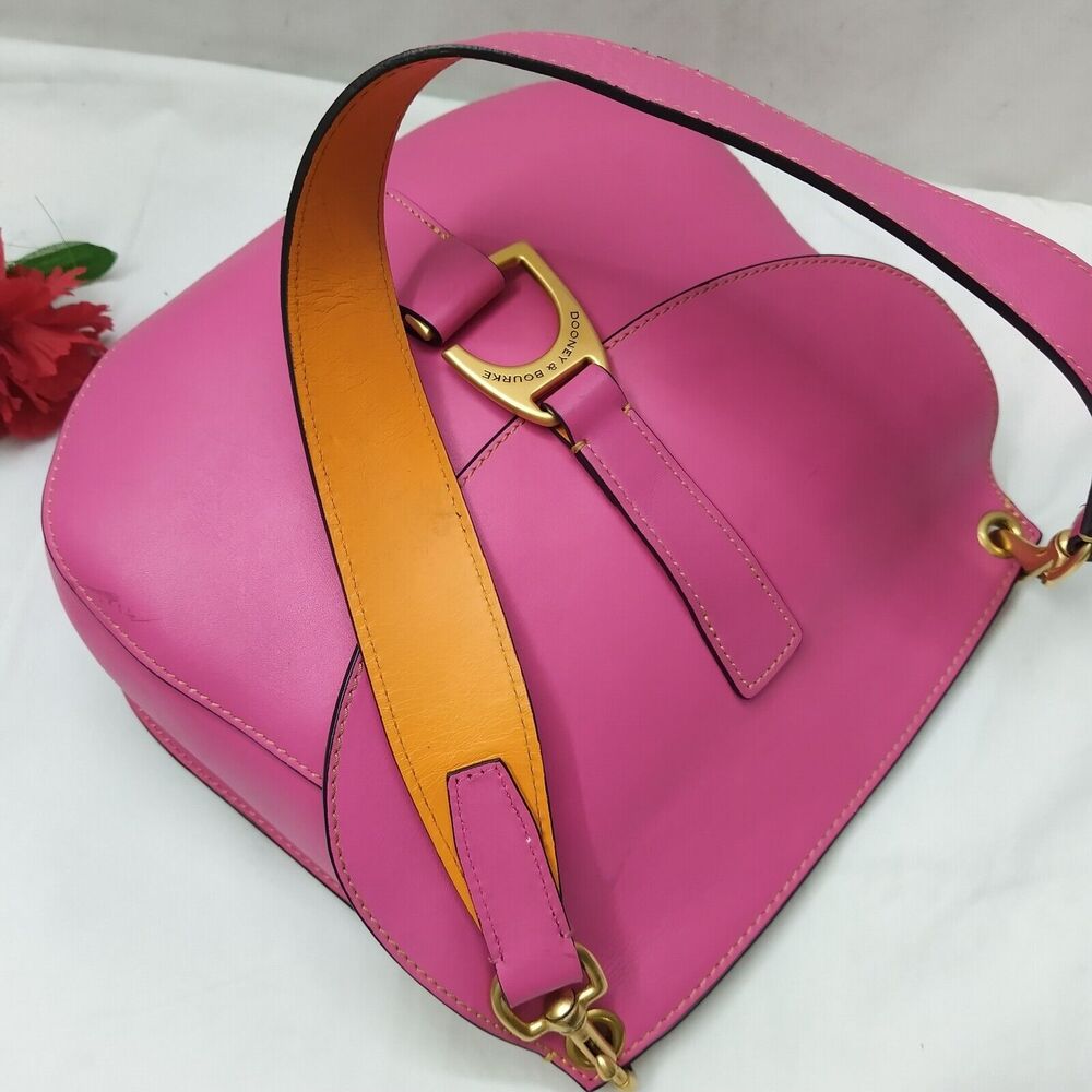 Dooney & Bourke Reese North South Pink Leather Flap Closure Shoulder Bag - Picture 10 of 16
